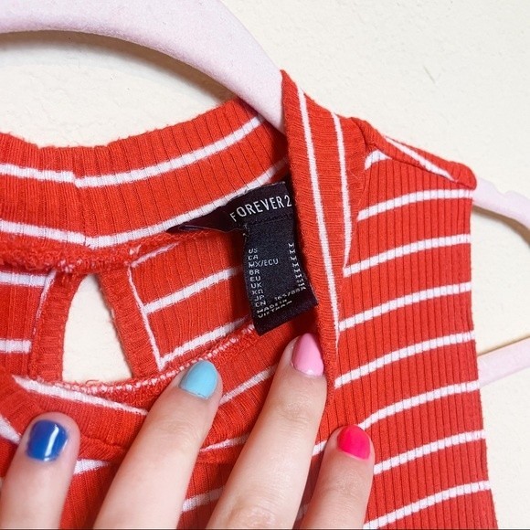 Forever 21 Ribbed Striped Mock Neck Bodysuit - Picture 3 of 4